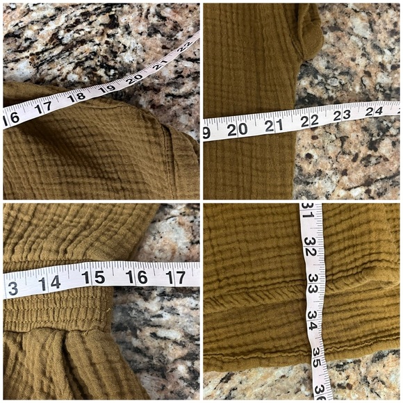 Lou & Grey Triple Cloth Gauze Mini Dress S Brown Coastal Beach Granola Girl - Picture 6 of 10